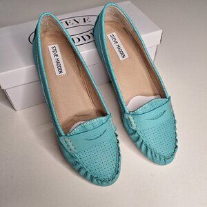 Steve Madden Flats/Loafers Turquoise Leather Womens' Size 8.0 M NEW